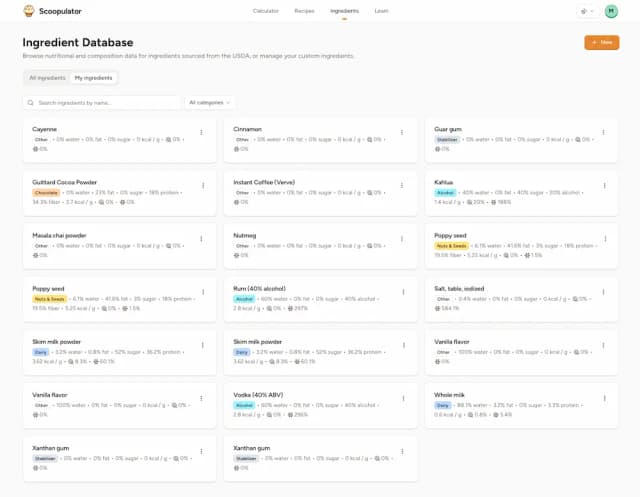 My ingredients screenshot